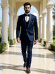 Blue Plain Cutdana work Polynosic Party Wear 5 Pc Suit