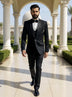 Black Polynosic Elegant Cutdana work 5 Pc Designer Suit